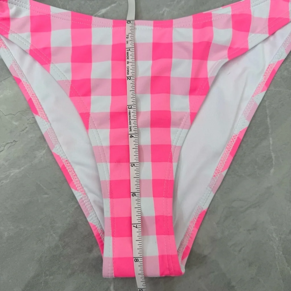 Women’s Cotton On Body High Side Brazilian Seam Bikini Bottom Checkered Swimsuit - Picture 13 of 14